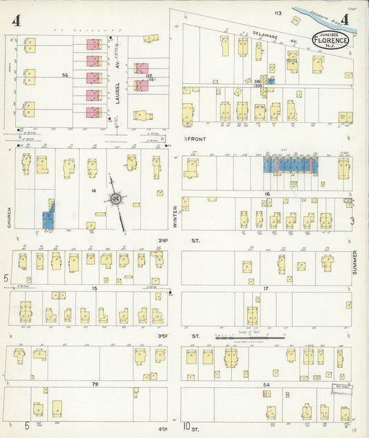 Sanborn Fire Insurance Map from Florence, Burlington County, New Jersey (1926), Sheet #0004 - Historic Sanborn Fire Insurance Map Print, vintage old map wall art, antique decor, genealogy gift, New Jersey New Jersey map