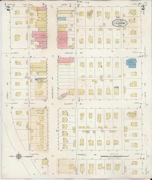 Sanborn Fire Insurance Map from Coleraine, Itasca County, Minnesota (1944), Sheet #0002 - Historic Sanborn Fire Insurance Map Print, vintage old map wall art, antique decor, genealogy gift, Minnesota Minnesota map