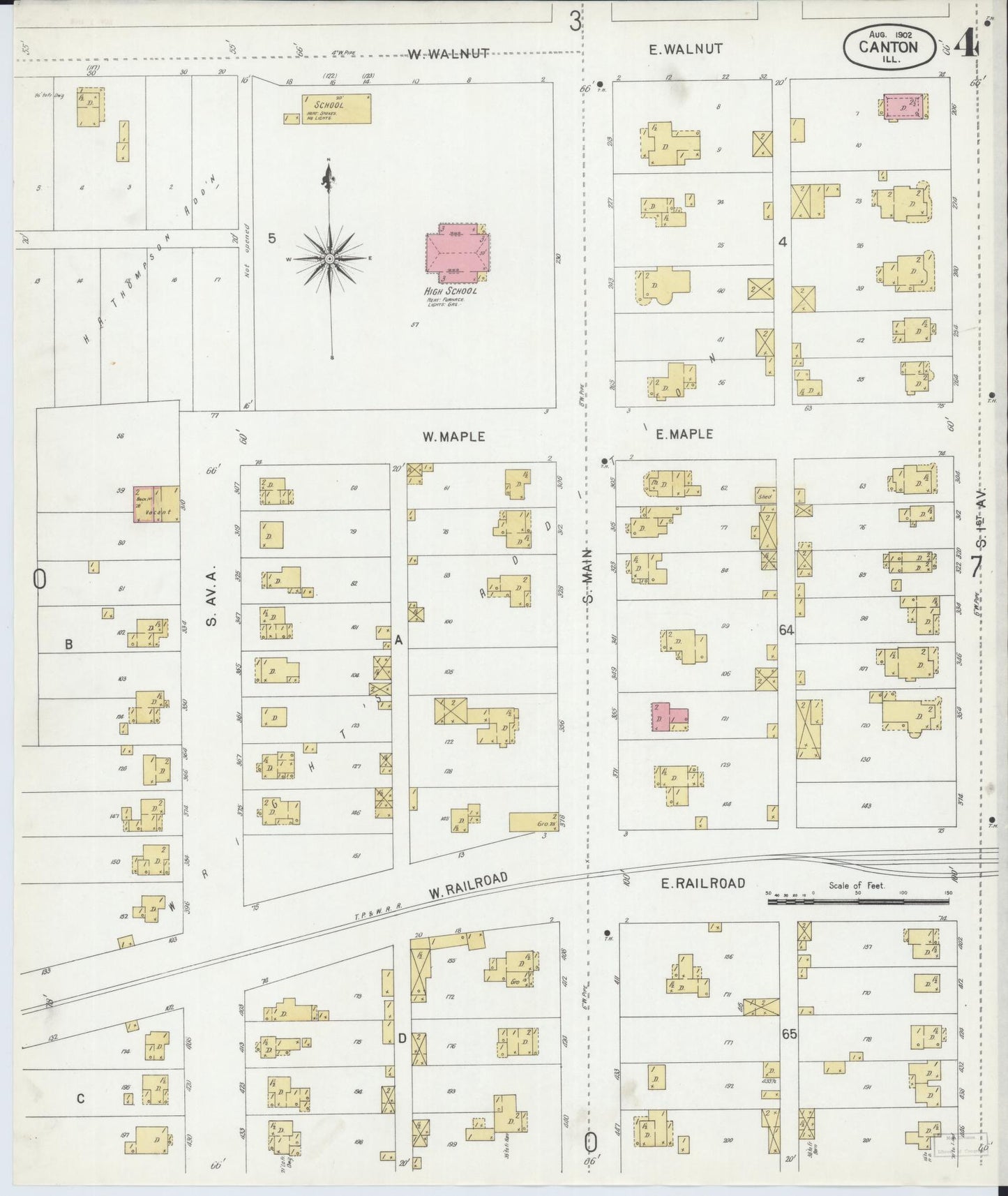 Sanborn Fire Insurance Map from Canton, Fulton County, Illinois (1902), Sheet #0004 - Historic Sanborn Fire Insurance Map Print, vintage old map wall art, antique decor, genealogy gift, Illinois Illinois map