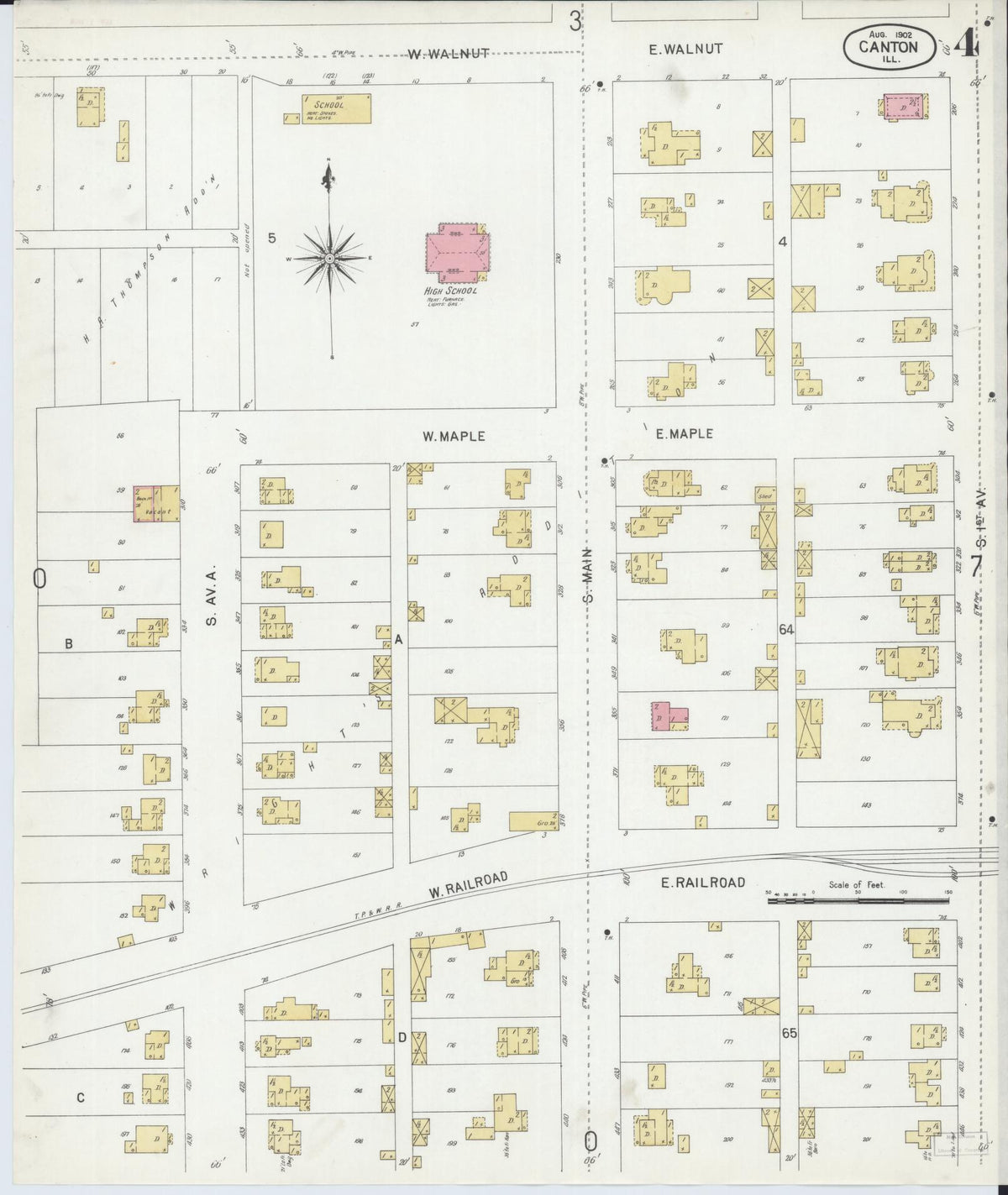 Sanborn Fire Insurance Map from Canton, Fulton County, Illinois (1902), Sheet #0004 - Historic Sanborn Fire Insurance Map Print, vintage old map wall art, antique decor, genealogy gift, Illinois Illinois map