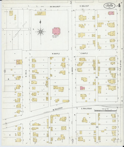 Sanborn Fire Insurance Map from Canton, Fulton County, Illinois (1902), Sheet #0004 - Historic Sanborn Fire Insurance Map Print, vintage old map wall art, antique decor, genealogy gift, Illinois Illinois map