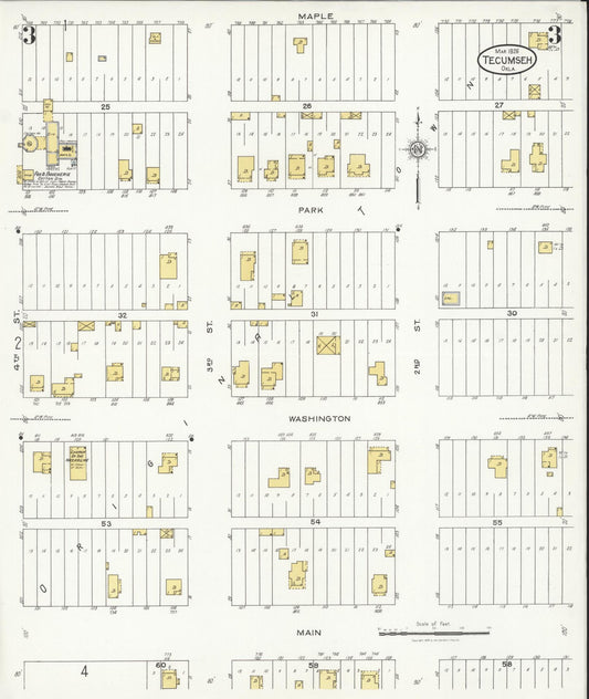 Sanborn Fire Insurance Map from Tecumseh, Pottawatomie County, Oklahoma (1926), Sheet #0003 - Historic Sanborn Fire Insurance Map Print, vintage old map wall art, antique decor, genealogy gift, Oklahoma Oklahoma map