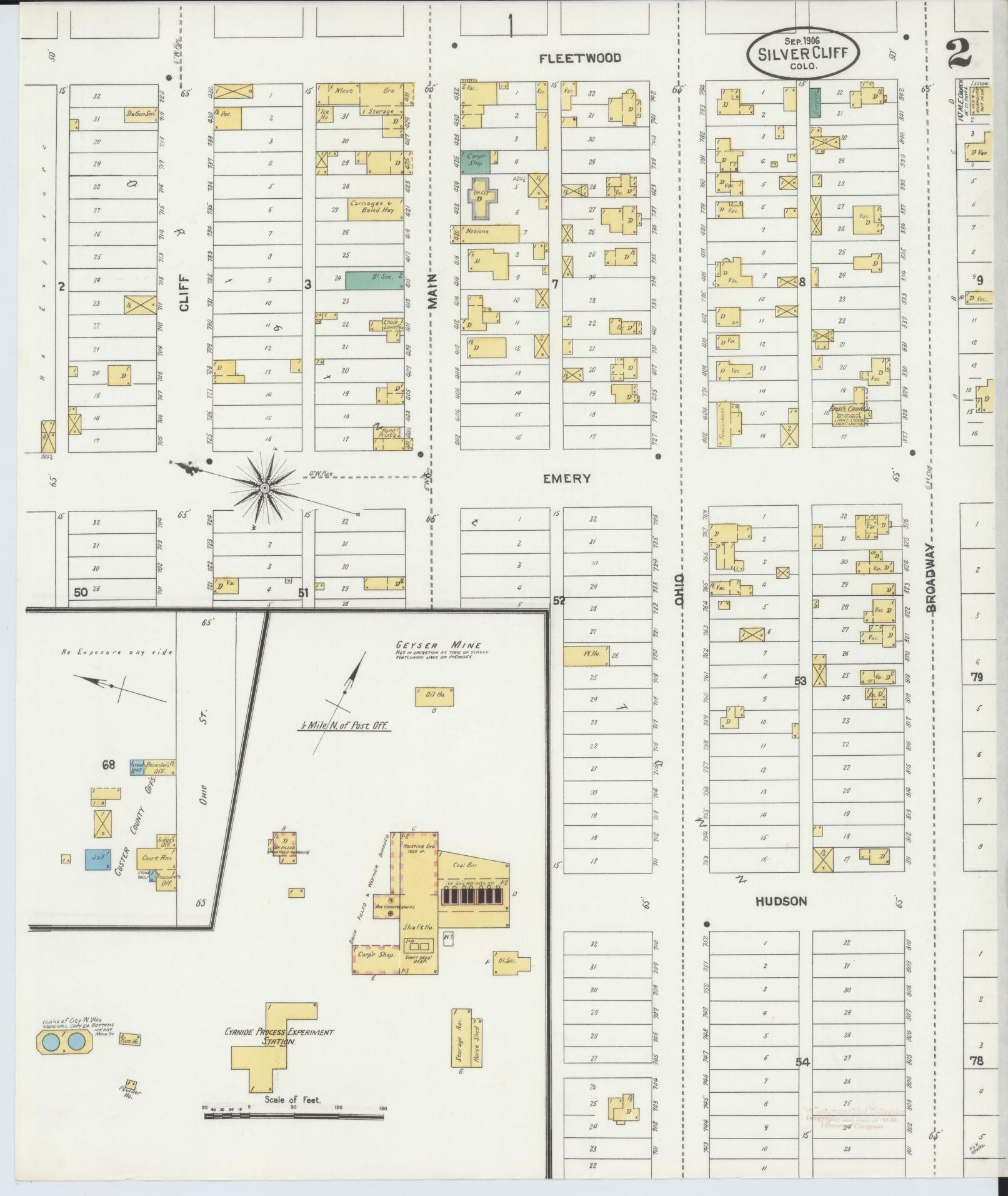 Sanborn Fire Insurance Map from Silver Cliff, Custer County, Colorado (1906), Sheet #0002 - Complete Map Set gallery image, historic Sanborn map, vintage wall art, Colorado Colorado