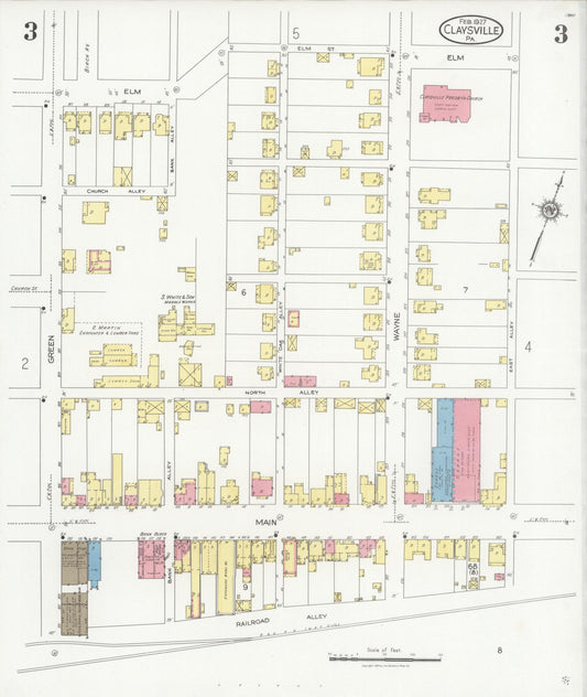 Sanborn Fire Insurance Map from Claysville, Washington County, Pennsylvania (1927), Sheet #0003 - Historic Sanborn Fire Insurance Map Print, vintage old map wall art, antique decor, genealogy gift, Pennsylvania Pennsylvania map