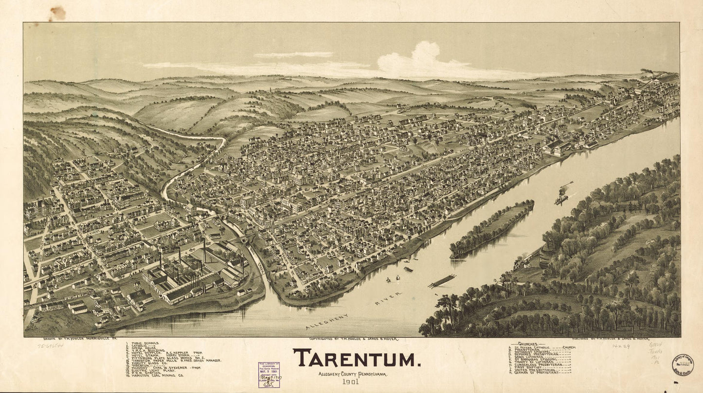 Tarentum, Allegheny County, Pennsylvania, 1901. (1901) – Historic Bird’s-Eye View Panorama Print