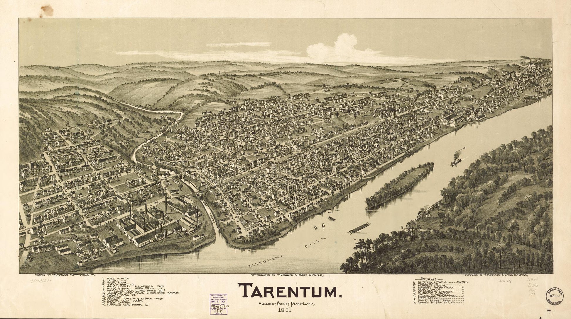 Tarentum, Allegheny County, Pennsylvania, 1901. (1901) – Historic Bird’s-Eye View Panorama Print