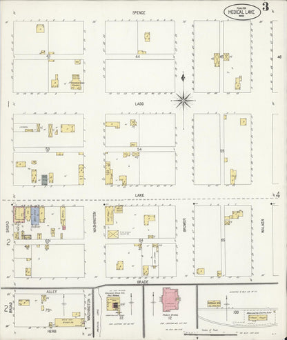 Sanborn Fire Insurance Map from Medical Lake, Spokane County, Washington (1908), Sheet #0003 - Complete Map Set gallery image, historic Sanborn map, vintage wall art, Washington Washington