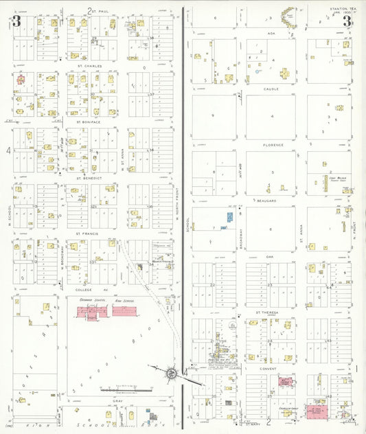 Sanborn Fire Insurance Map from Stanton, Martin County, Texas (1935), Sheet #0003 - Historic Sanborn Fire Insurance Map Print, vintage old map wall art, antique decor, genealogy gift, Texas Texas map