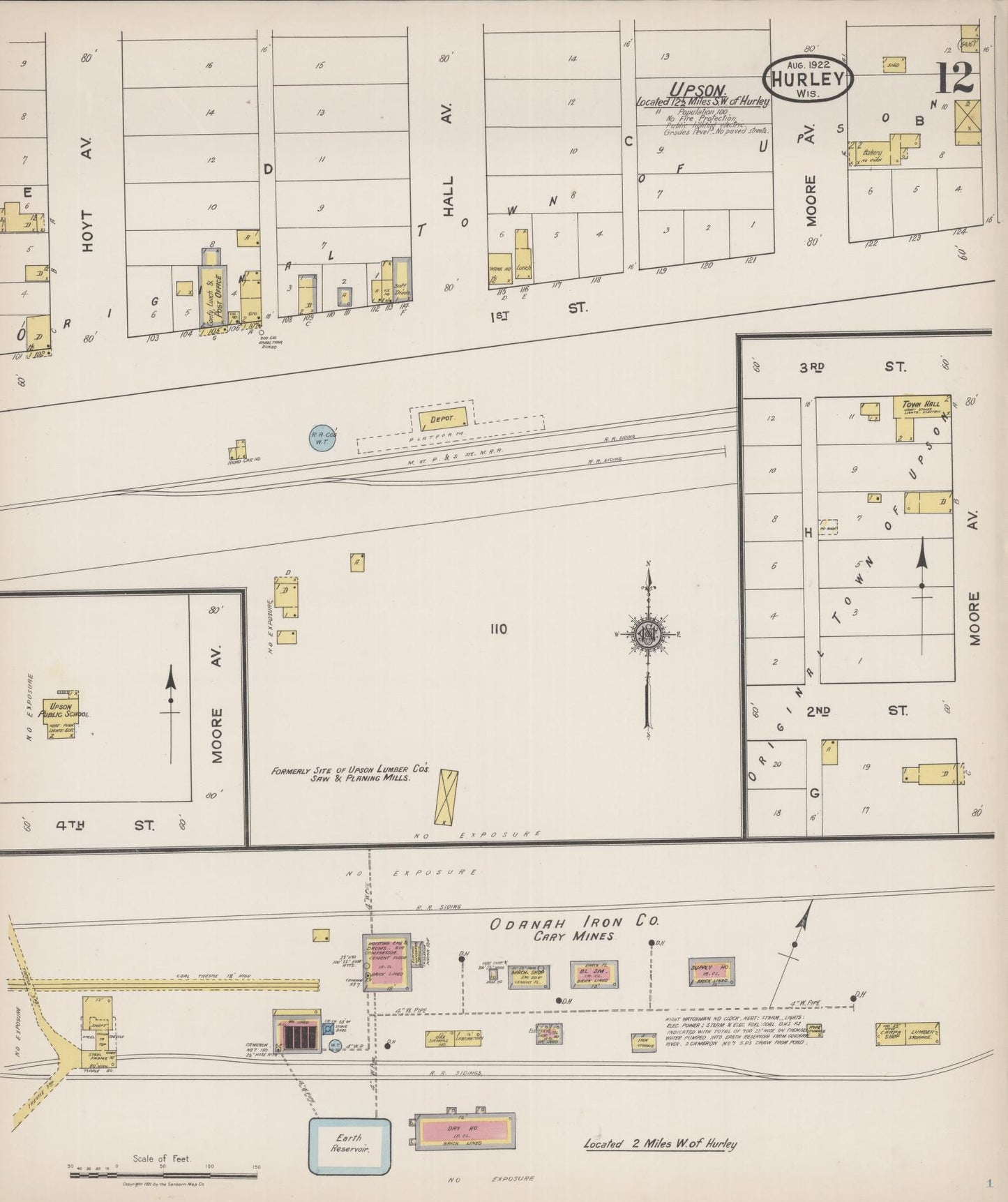Sanborn Fire Insurance Map from Hurley, Iron County, Wisconsin (1922), Sheet #0012 - Complete Map Set gallery image, historic Sanborn map, vintage wall art, Wisconsin Wisconsin