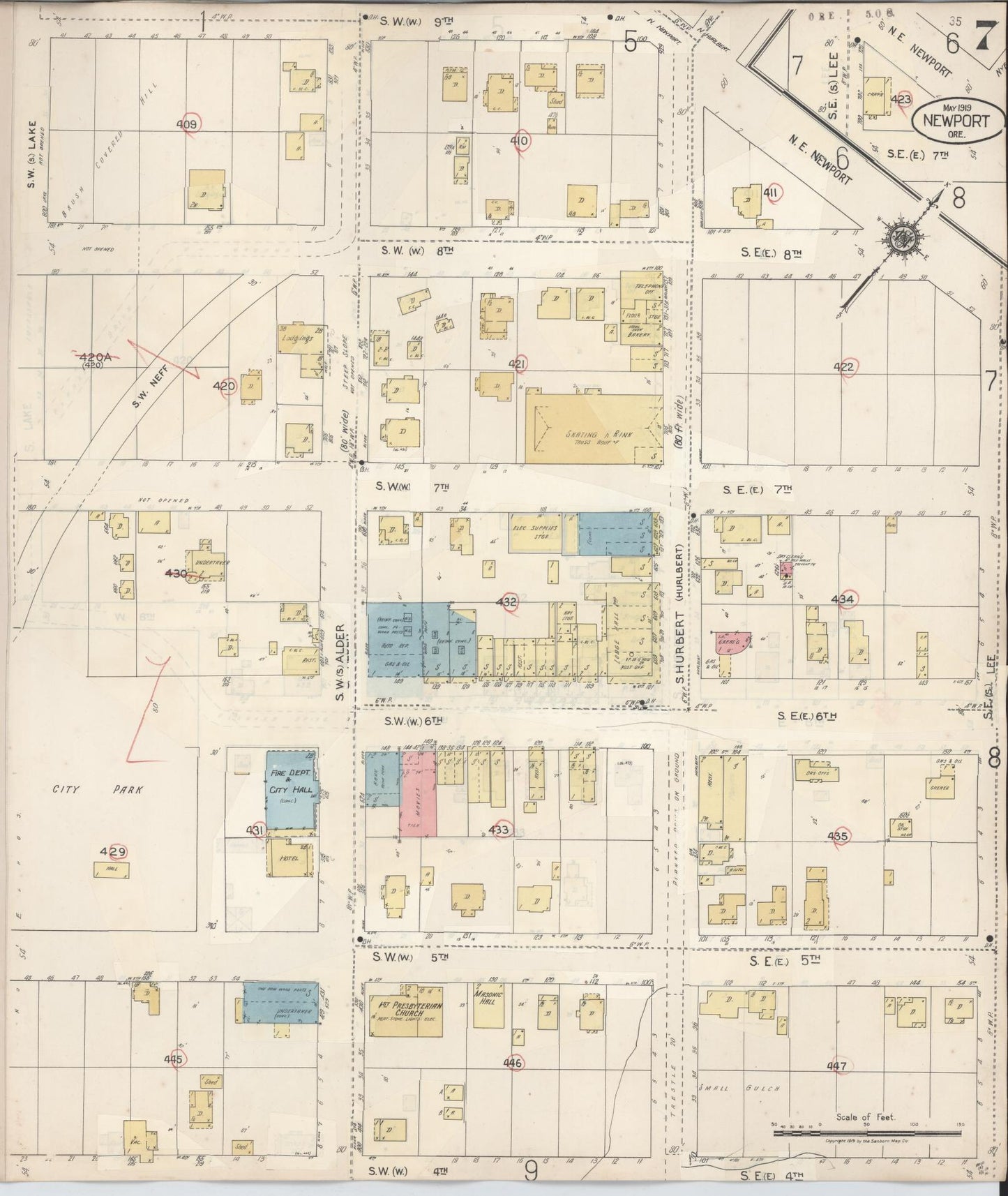 Sanborn Fire Insurance Map from Newport, Lincoln County, Oregon (1940), Sheet #0007 - Complete Map Set gallery image, historic Sanborn map, vintage wall art, Oregon Oregon