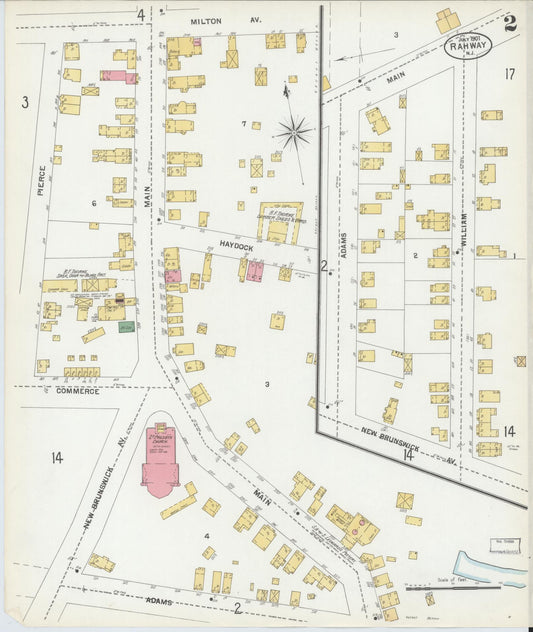 Sanborn Fire Insurance Map from Rahway, Union County, New Jersey (1901), Sheet #0002 - Historic Sanborn Fire Insurance Map Print, vintage old map wall art, antique decor, genealogy gift, New Jersey New Jersey map