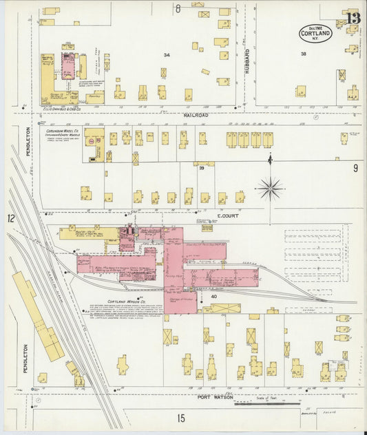 Sanborn Fire Insurance Map from Cortland, Cortland County, New York (1902), Sheet #0013 - Historic Sanborn Fire Insurance Map Print, vintage old map wall art, antique decor, genealogy gift, New York New York map