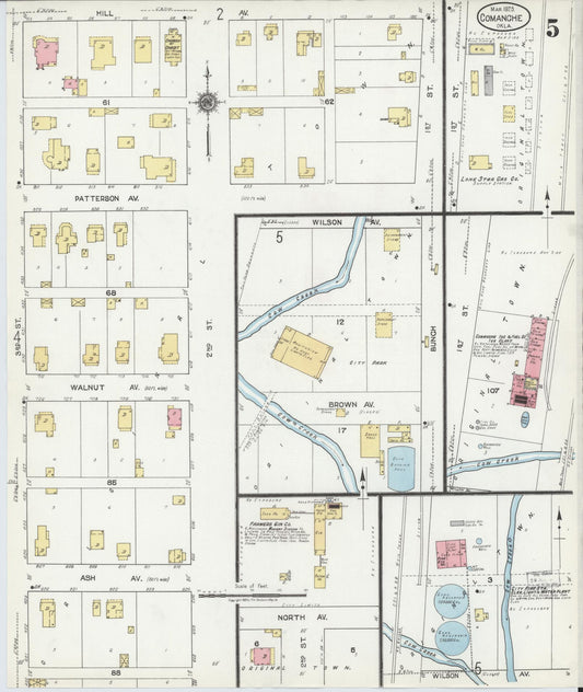 Sanborn Fire Insurance Map from Comanche, Stephens County, Oklahoma (1923), Sheet #0005 - Historic Sanborn Fire Insurance Map Print, vintage old map wall art, antique decor, genealogy gift, Oklahoma Oklahoma map
