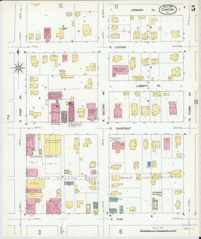 Sanborn Fire Insurance Map from Canton, Fulton County, Illinois (1909), Sheet #0005 - Complete Map Set gallery image, historic Sanborn map, vintage wall art, Illinois Illinois