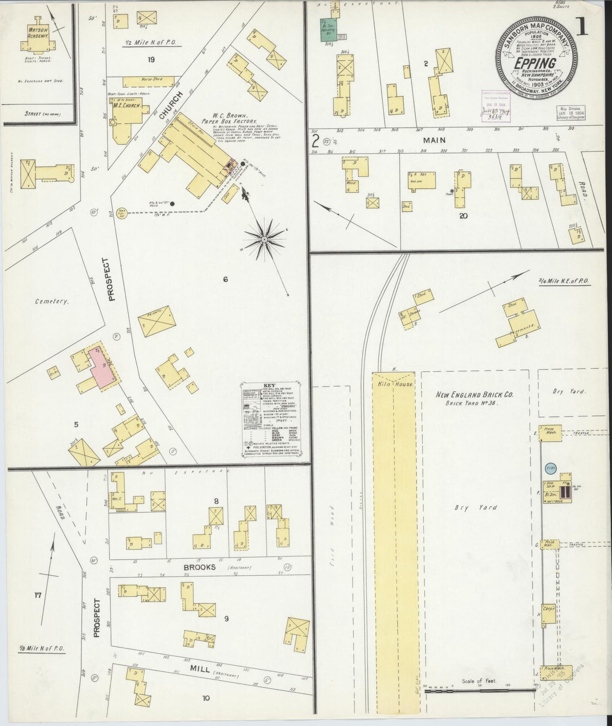 Sanborn Fire Insurance Map from Epping, Rockingham County, New Hampshire (1903), Sheet #0001 - Historic Sanborn Fire Insurance Map Print, vintage old map wall art, antique decor, genealogy gift, New Hampshire New Hampshire map