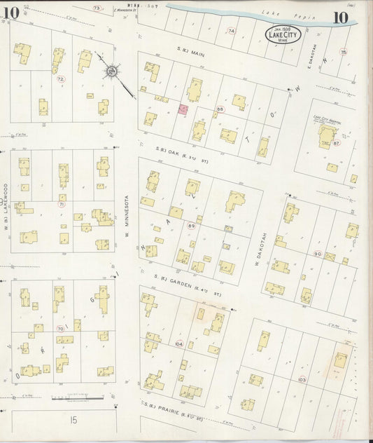 Sanborn Fire Insurance Map from Lake City, Wabasha County, Minnesota (1938), Sheet #0010 - Historic Sanborn Fire Insurance Map Print, vintage old map wall art, antique decor, genealogy gift, Minnesota Minnesota map