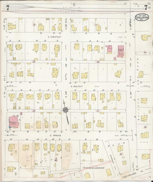 Sanborn Fire Insurance Map from Shelbina, Shelby County, Missouri (1943), Sheet #0007 - Historic Sanborn Fire Insurance Map Print, vintage old map wall art, antique decor, genealogy gift, Missouri Missouri map