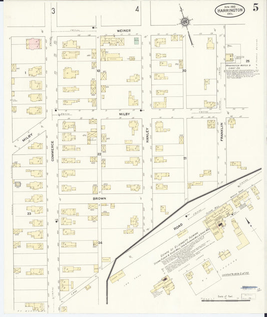 Sanborn Fire Insurance Map from Harrington, Kent County, Delaware (1910), Sheet #0005 - Historic Sanborn Fire Insurance Map Print, vintage old map wall art, antique decor, genealogy gift, Delaware Delaware map