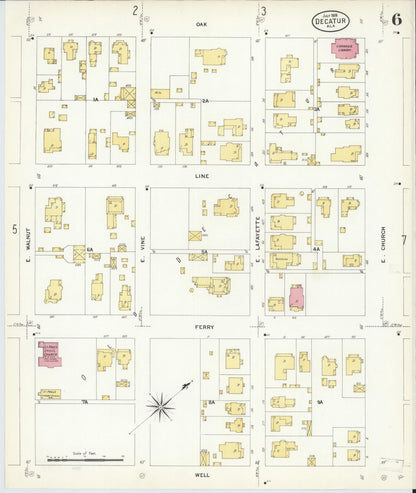 Sanborn Fire Insurance Map from Decatur, Morgan County, Alabama (1908), Sheet #0006 - Complete Map Set gallery image, historic Sanborn map, vintage wall art, Alabama Alabama