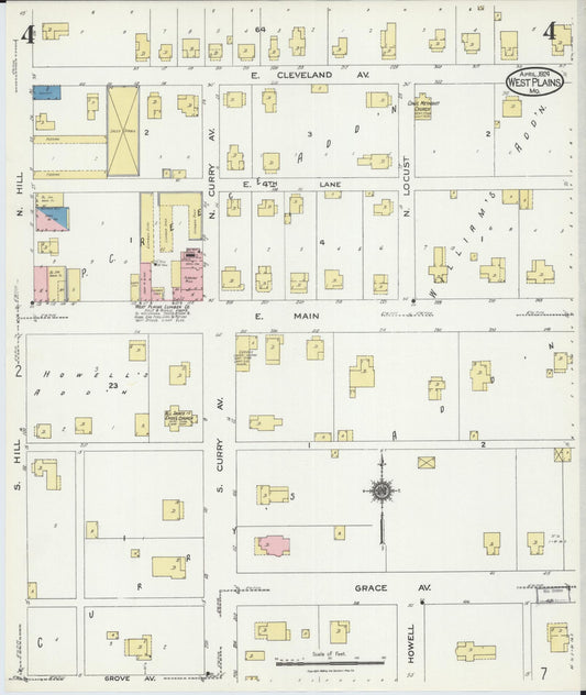 Sanborn Fire Insurance Map from West Plains, Howell County, Missouri (1924), Sheet #0004 - Historic Sanborn Fire Insurance Map Print, vintage old map wall art, antique decor, genealogy gift, Missouri Missouri map