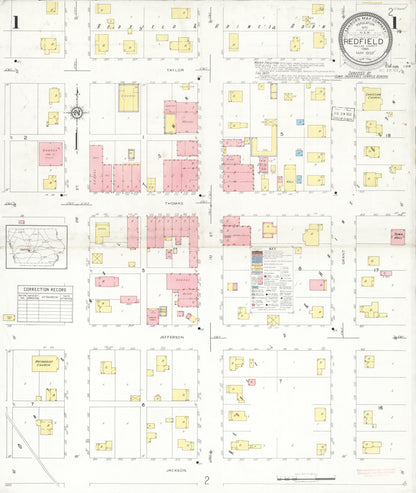 Sanborn Fire Insurance Map from Redfield, Dallas County, Iowa (1933), Sheet #0001 - Historic Sanborn Fire Insurance Map Print, vintage old map wall art