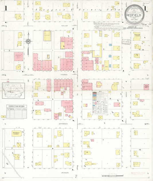 Sanborn Fire Insurance Map from Redfield, Dallas County, Iowa (1933), Sheet #0001 - Historic Sanborn Fire Insurance Map Print, vintage old map wall art