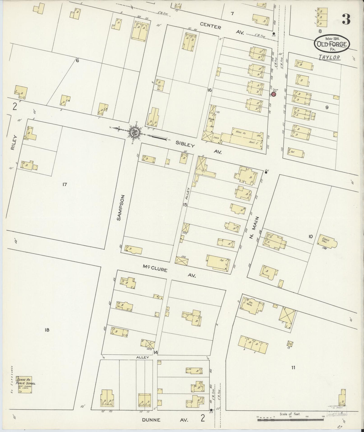 Sanborn Fire Insurance Map from Old Forge, Lackawanna County, Pennsylvania (1914), Sheet #0003 - Historic Sanborn Fire Insurance Map Print, vintage old map wall art, antique decor, genealogy gift, Pennsylvania Pennsylvania map