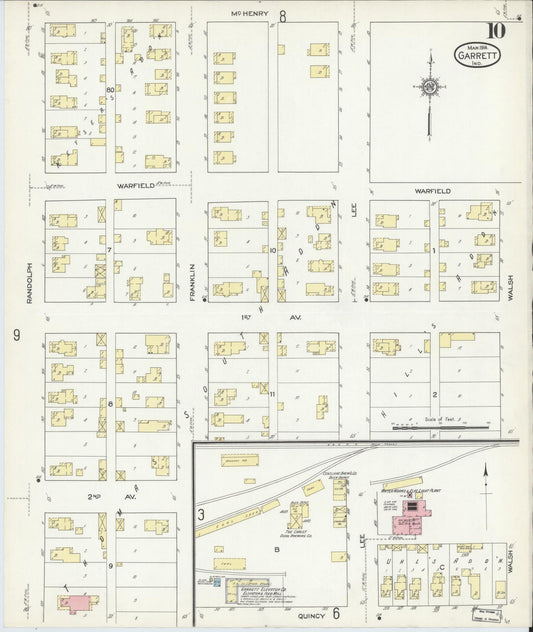 Sanborn Fire Insurance Map from Garrett, De Kalb County, Indiana (1914), Sheet #0010 - Historic Sanborn Fire Insurance Map Print, vintage old map wall art, antique decor, genealogy gift, Indiana Indiana map