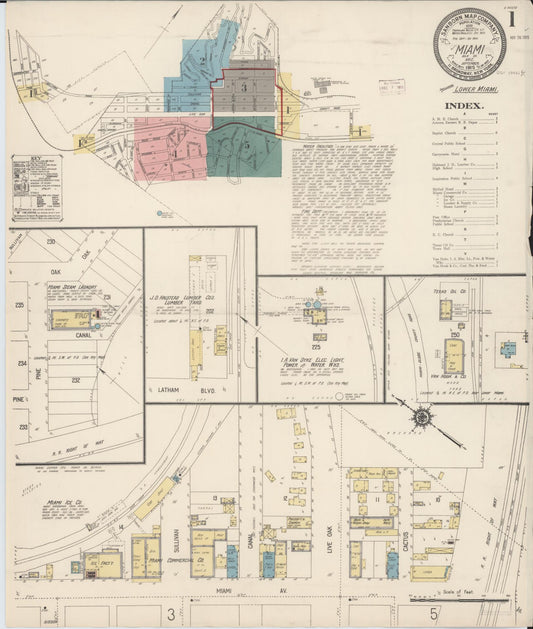 Sanborn Fire Insurance Map from Miami, Gila County, Arizona (1915), Sheet #0001 - Complete Map Set gallery image, historic Sanborn map, vintage wall art, Arizona Arizona