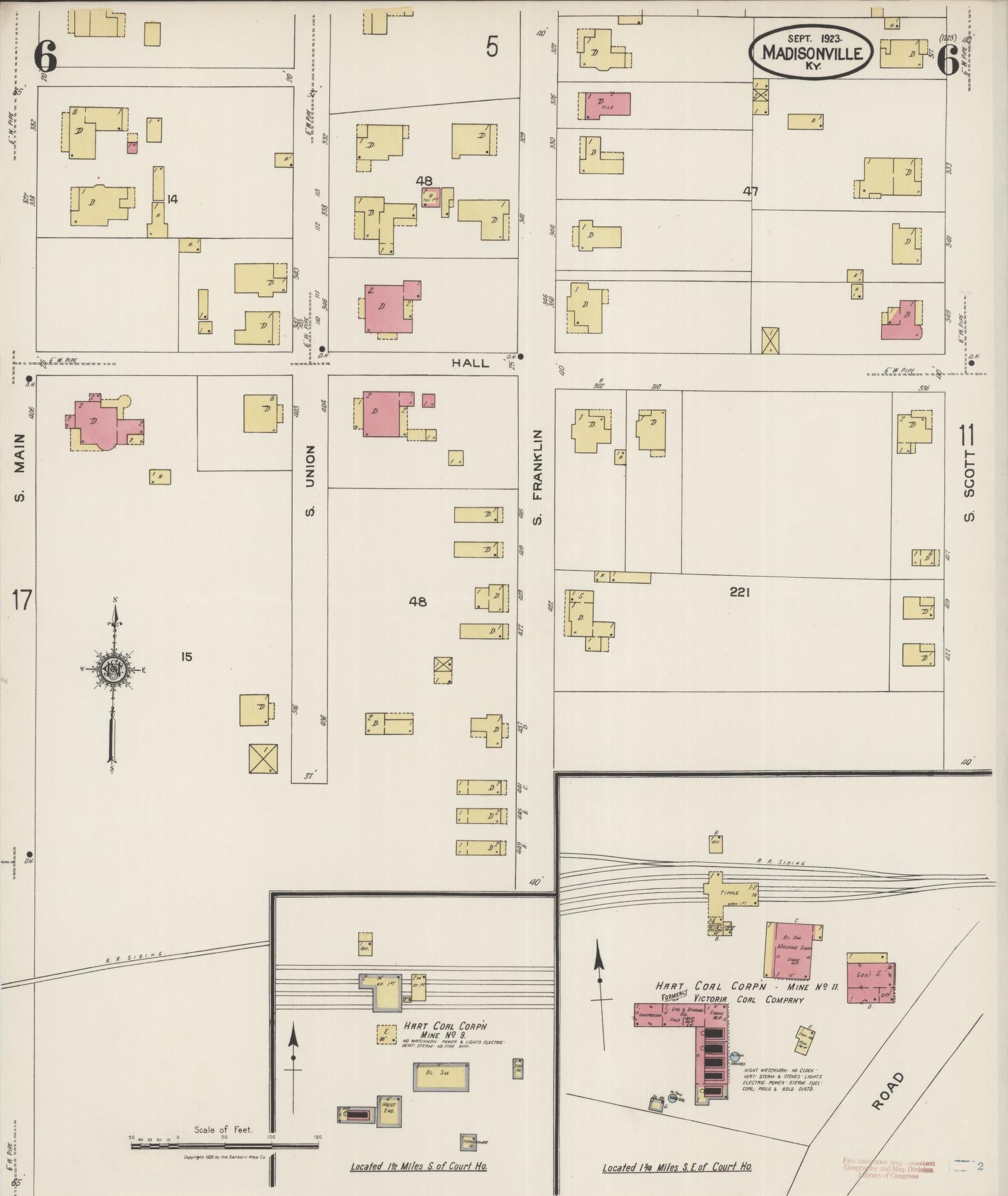 Sanborn Fire Insurance Map from Madisonville, Hopkins County, Kentucky (1923), Sheet #0006 - Complete Map Set gallery image, historic Sanborn map, vintage wall art, Kentucky Kentucky