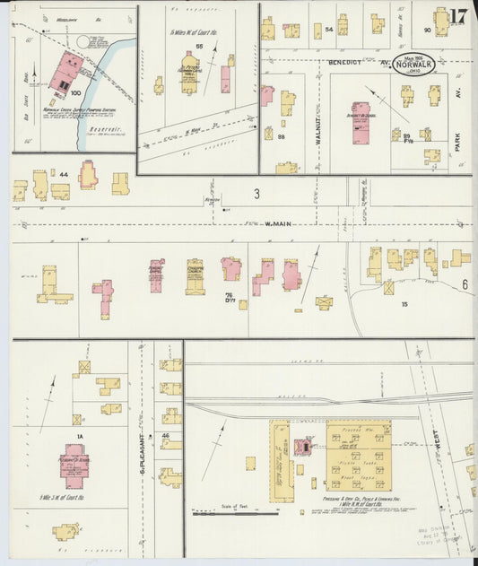 Sanborn Fire Insurance Map from Norwalk, Huron County, Ohio (1906), Sheet #0017 - Historic Sanborn Fire Insurance Map Print, vintage old map wall art, antique decor, genealogy gift, Ohio Ohio map