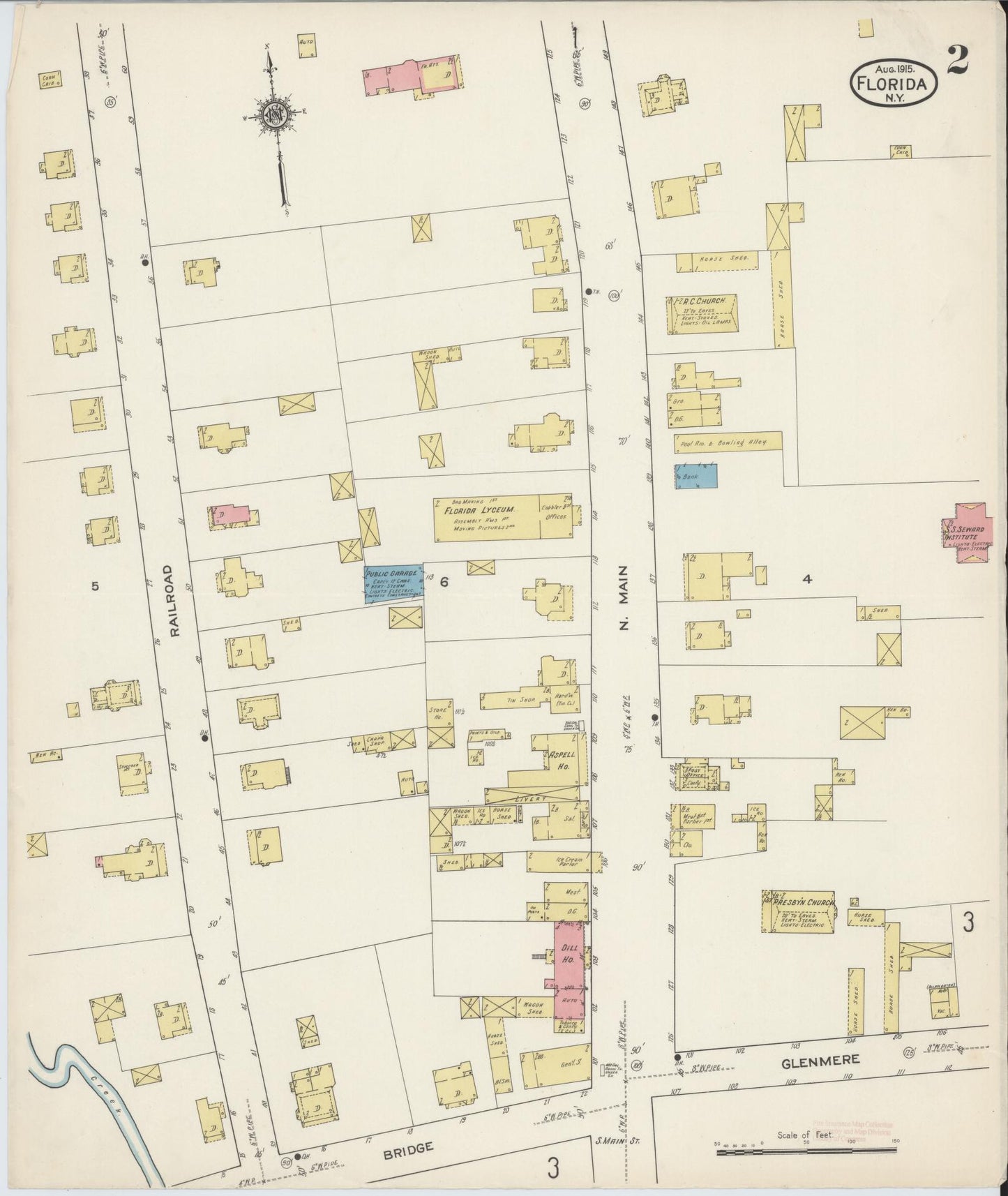 Sanborn Fire Insurance Map from Florida, Orange County, New York (1915), Sheet #0002 - Complete Map Set gallery image, historic Sanborn map, vintage wall art, Florida Florida