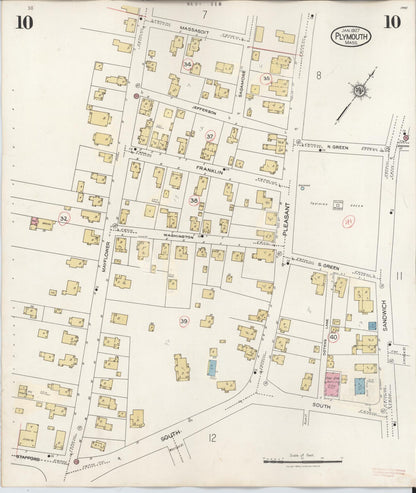 Sanborn Fire Insurance Map from Plymouth, Plymouth County, Massachusetts (1948), Sheet #0010 - Historic Sanborn Fire Insurance Map Print, vintage old map wall art, antique decor, genealogy gift, Massachusetts Massachusetts map