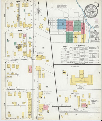 Sanborn Fire Insurance Map from Somerset, Somerset County, Pennsylvania (1904), Sheet #0001 - Historic Sanborn Fire Insurance Map Print, vintage old map wall art, antique decor, genealogy gift, Pennsylvania Pennsylvania map