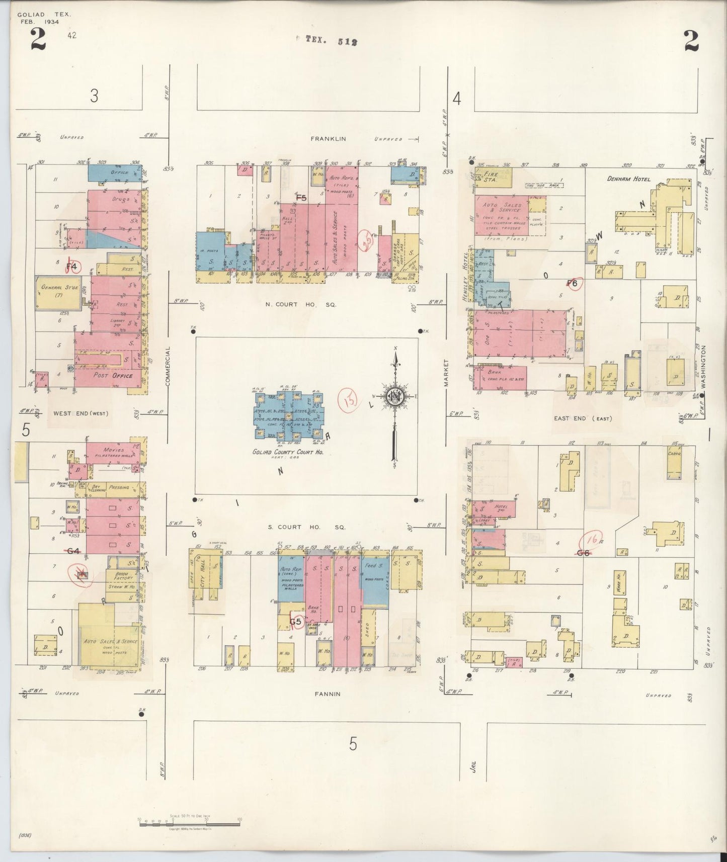 Sanborn Fire Insurance Map from Goliad, Goliad County, Texas (1944), Sheet #0002 - Historic Sanborn Fire Insurance Map Print, vintage old map wall art, antique decor, genealogy gift, Texas Texas map