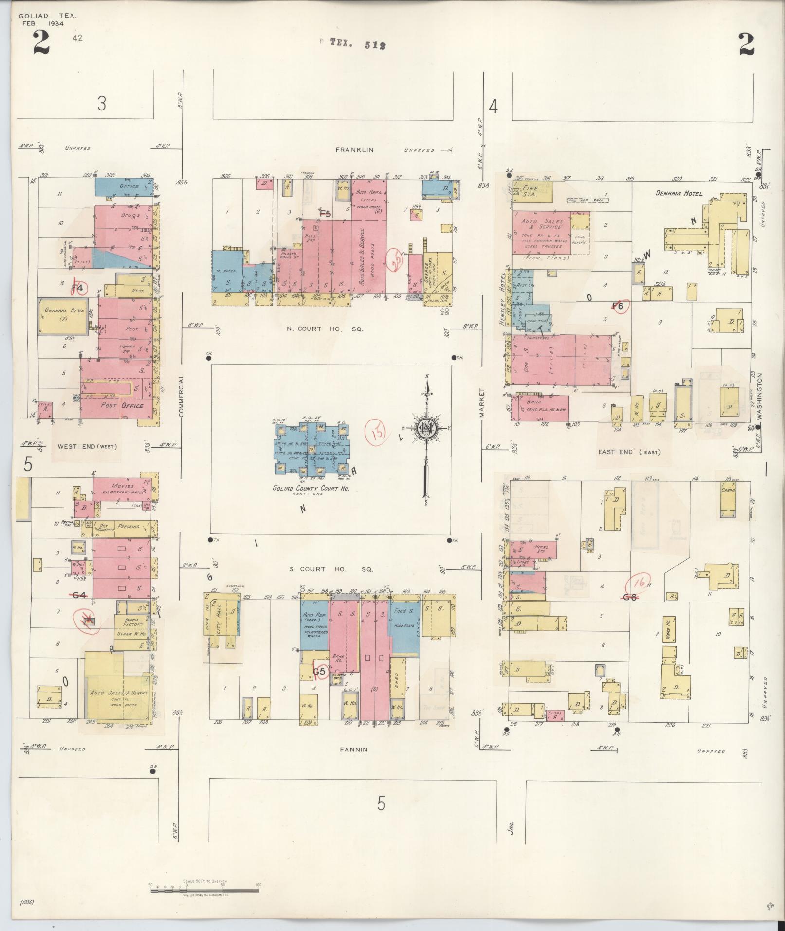 Sanborn Fire Insurance Map from Goliad, Goliad County, Texas (1944), Sheet #0002 - Historic Sanborn Fire Insurance Map Print, vintage old map wall art, antique decor, genealogy gift, Texas Texas map