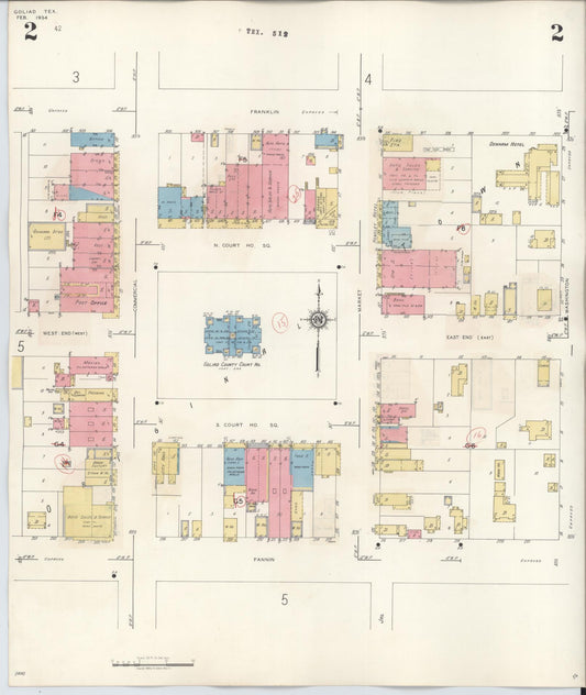 Sanborn Fire Insurance Map from Goliad, Goliad County, Texas (1944), Sheet #0002 - Historic Sanborn Fire Insurance Map Print, vintage old map wall art, antique decor, genealogy gift, Texas Texas map