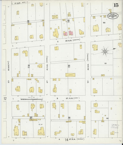 Sanborn Fire Insurance Map from Ardmore, Carter County, Oklahoma (1902), Sheet #0015 - Complete Map Set gallery image, historic Sanborn map, vintage wall art, Oklahoma Oklahoma