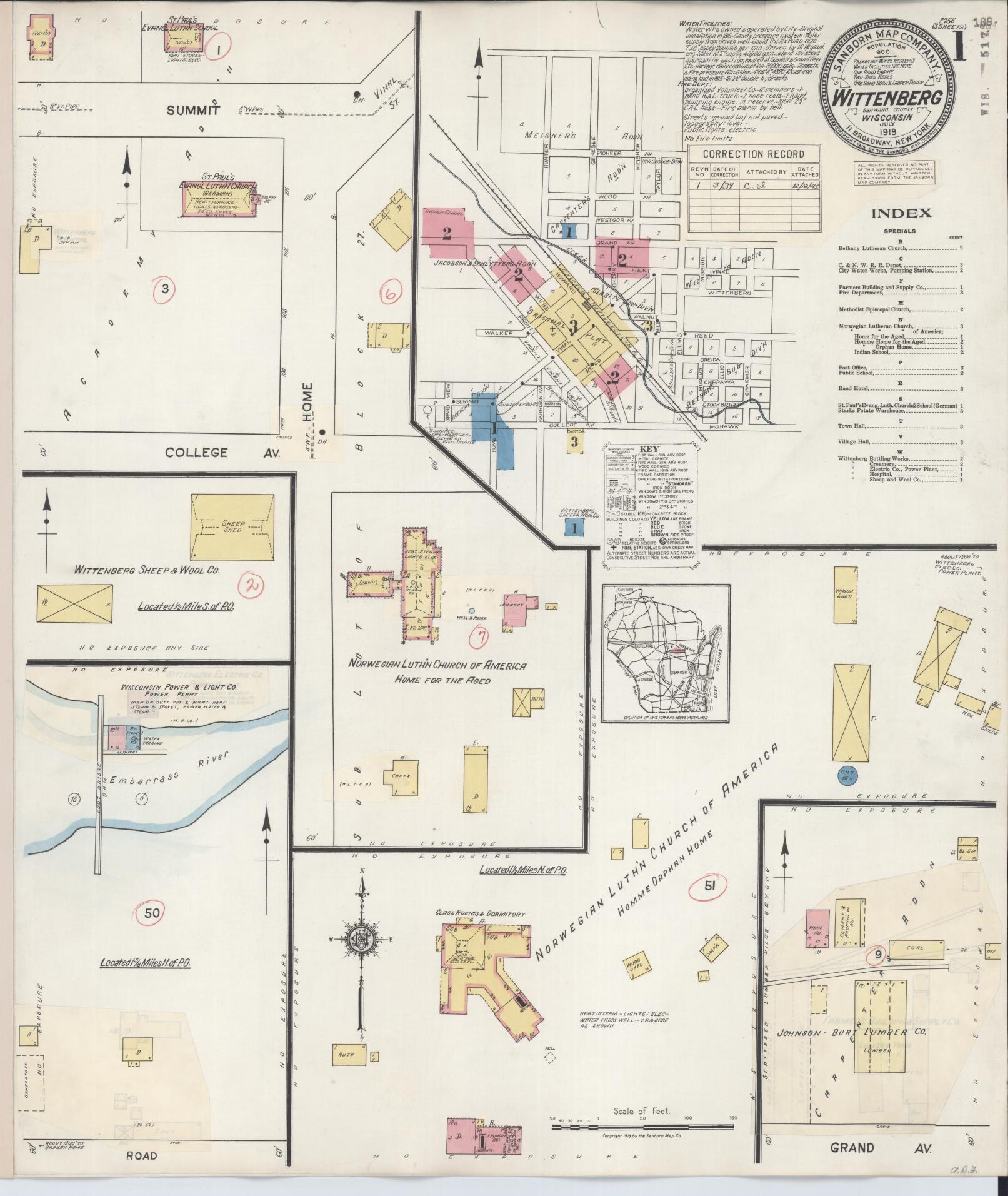 Sanborn Fire Insurance Map from Wittenberg, Shawano County, Wisconsin (1939), Sheet #0001 - Complete Map Set gallery image, historic Sanborn map, vintage wall art, Wisconsin Wisconsin