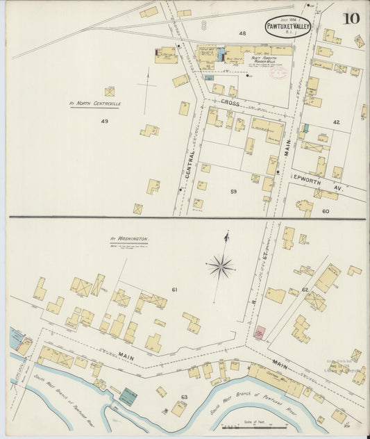 Sanborn Fire Insurance Map from Pawtuxet Valley, Kent and Providence Counties, Rhode Island (1894), Sheet #0010 - Historic Sanborn Fire Insurance Map Print, vintage old map wall art, antique decor, genealogy gift, Washington Washington map