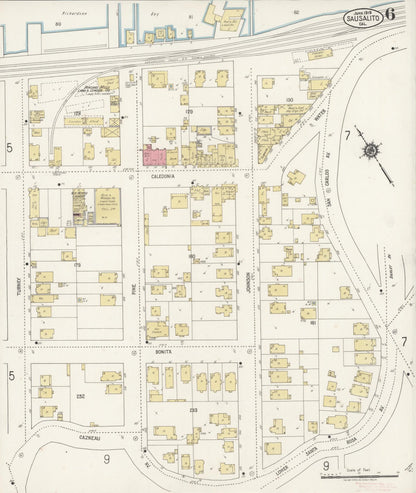 Sanborn Fire Insurance Map from Sausalito, Marin County, California (1919), Sheet #0006 - Complete Map Set gallery image, historic Sanborn map, vintage wall art, California California