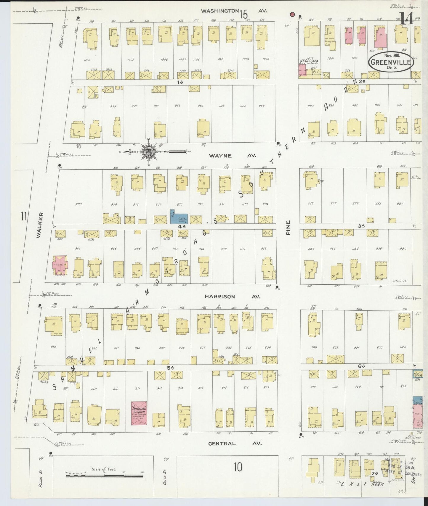 Sanborn Fire Insurance Map from Greenville, Darke County, Ohio (1910), Sheet #0014 - Historic Sanborn Fire Insurance Map Print, vintage old map wall art, antique decor, genealogy gift, Ohio Ohio map