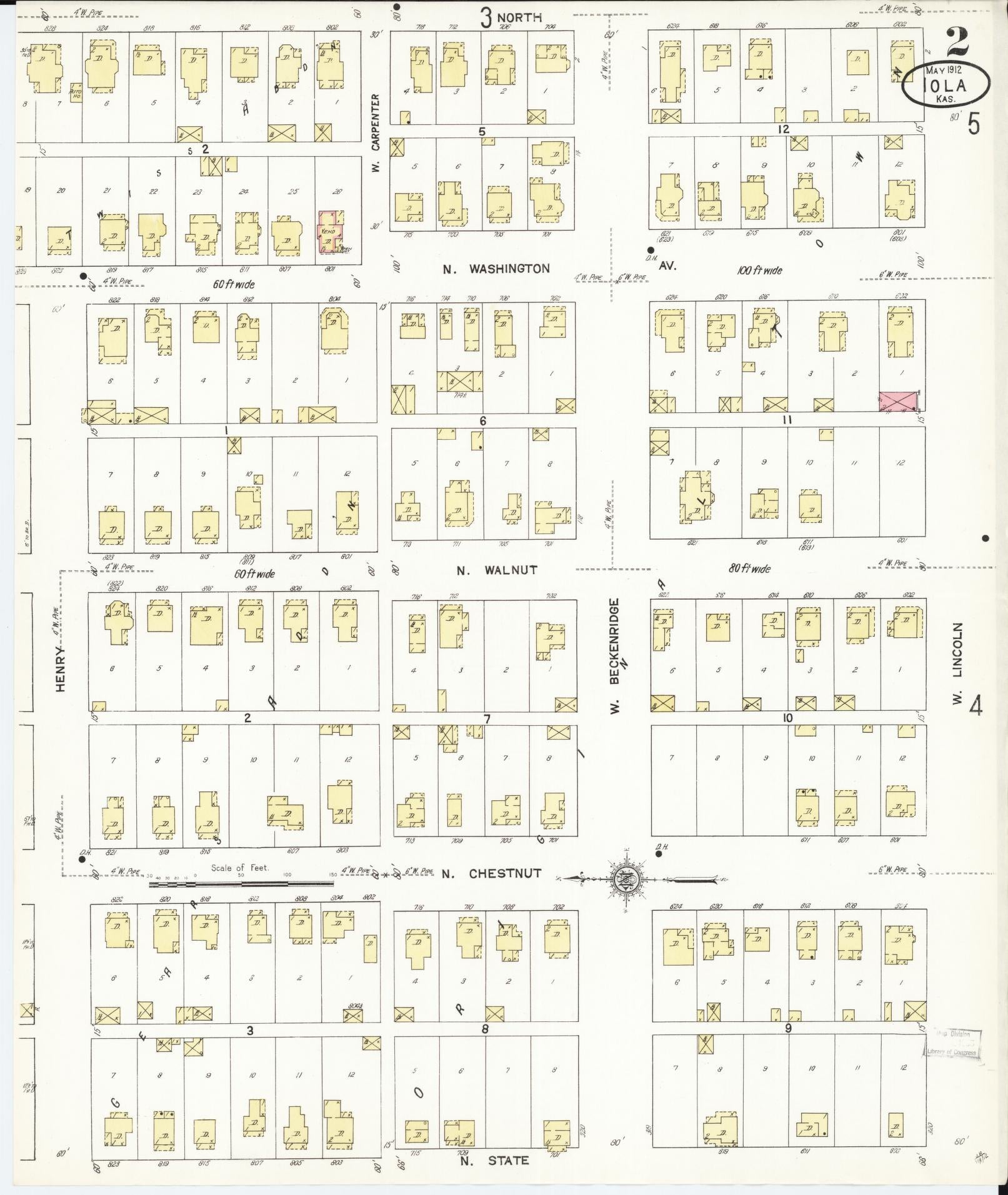 Sanborn Fire Insurance Map from Iola, Allen County, Kansas (1912), Sheet #0002 - Complete Map Set gallery image, historic Sanborn map, vintage wall art, Kansas Kansas