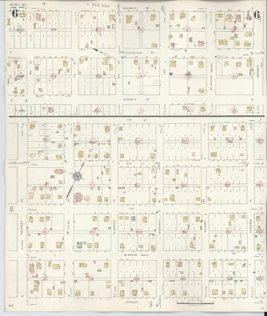 Sanborn Fire Insurance Map from Rotan, Fisher County, Texas (1940), Sheet #0006 - Historic Sanborn Fire Insurance Map Print, vintage old map wall art, antique decor, genealogy gift, Texas Texas map