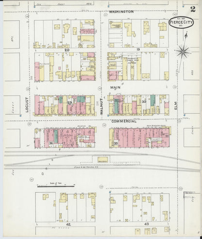 Sanborn Fire Insurance Map from Pierce City, Lawrence County, Missouri (1891), Sheet #0002 - Complete Map Set gallery image, historic Sanborn map, vintage wall art, Missouri Missouri