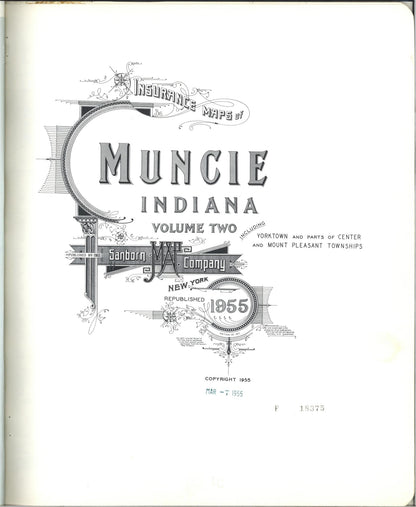 Sanborn Fire Insurance Map from Muncie, Delaware County, Indiana (1955), Sheet #0001 - Historic Sanborn Fire Insurance Map Print, vintage old map wall art, antique decor, genealogy gift, Indiana Indiana map
