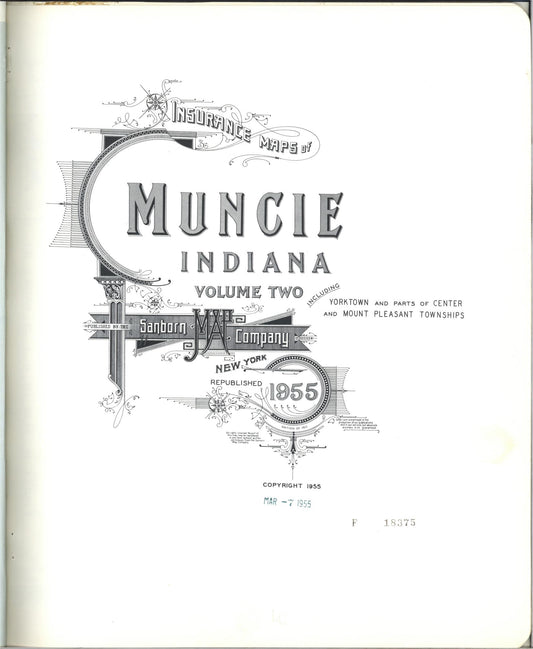 Sanborn Fire Insurance Map from Muncie, Delaware County, Indiana (1955), Sheet #0001 - Historic Sanborn Fire Insurance Map Print, vintage old map wall art, antique decor, genealogy gift, Indiana Indiana map