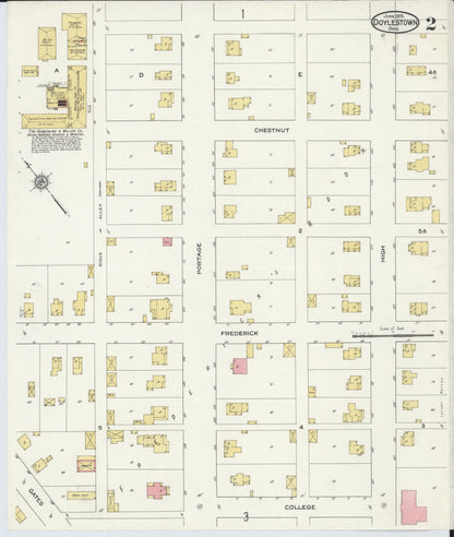 Sanborn Fire Insurance Map from Doylestown, Wayne County, Ohio (1915), Sheet #0002 - Complete Map Set gallery image, historic Sanborn map, vintage wall art, Ohio Ohio