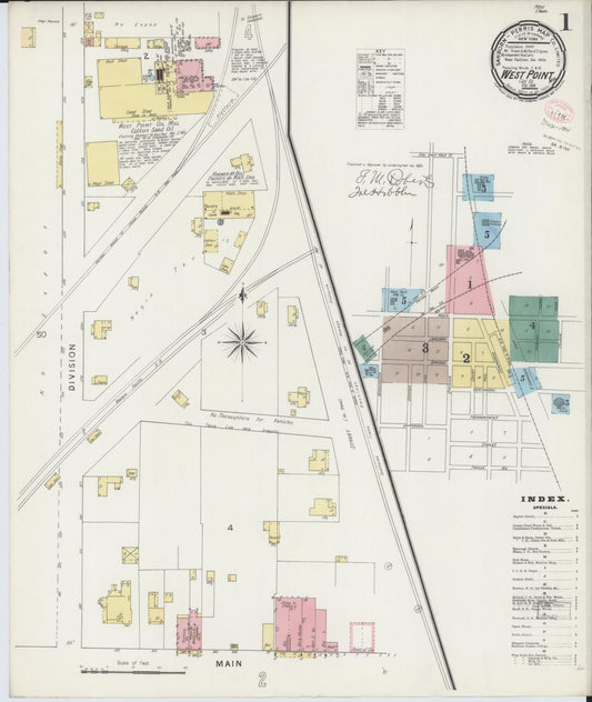Sanborn Fire Insurance Map from West Point, Clay County, Mississippi (1894), Sheet #0001 - Complete Map Set gallery image, historic Sanborn map, vintage wall art, Mississippi Mississippi
