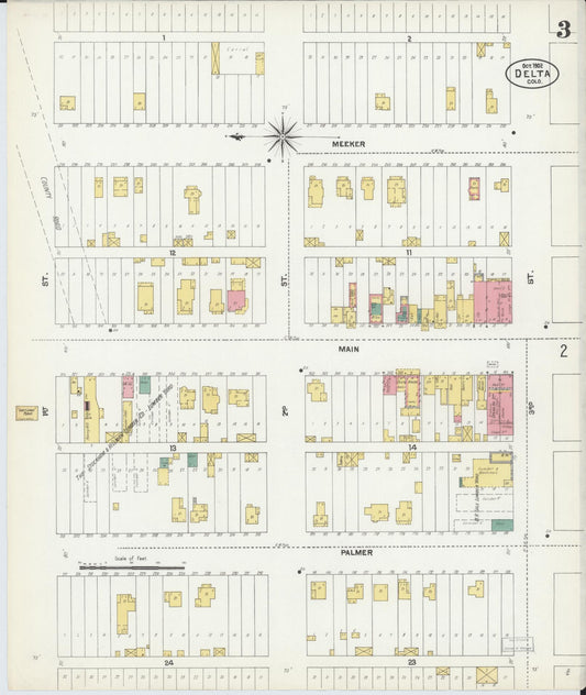 Sanborn Fire Insurance Map from Delta, Delta County, Colorado (1902), Sheet #0003 - Historic Sanborn Fire Insurance Map Print, vintage old map wall art, antique decor, genealogy gift, Colorado Colorado map